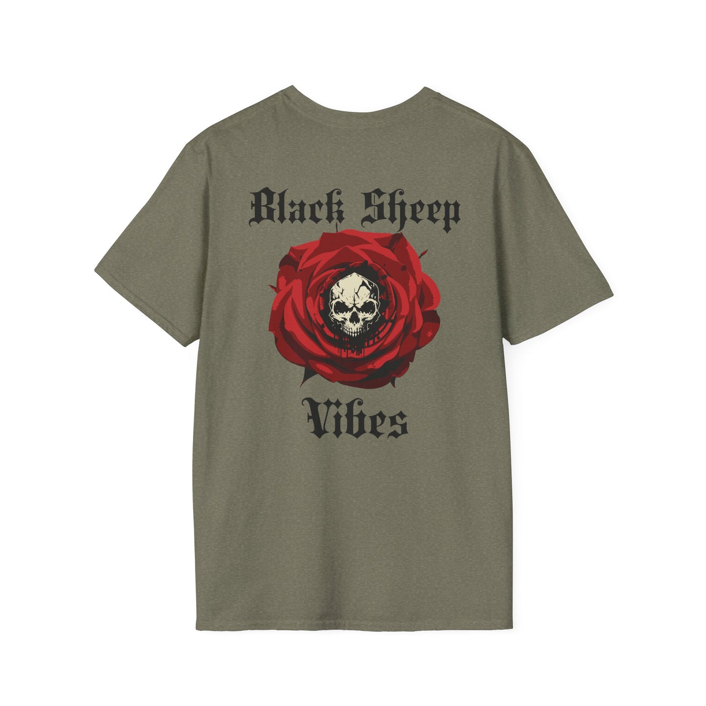 Unisex Softstyle T-Shirt - Black Sheep Vibes with Floral Skull Design