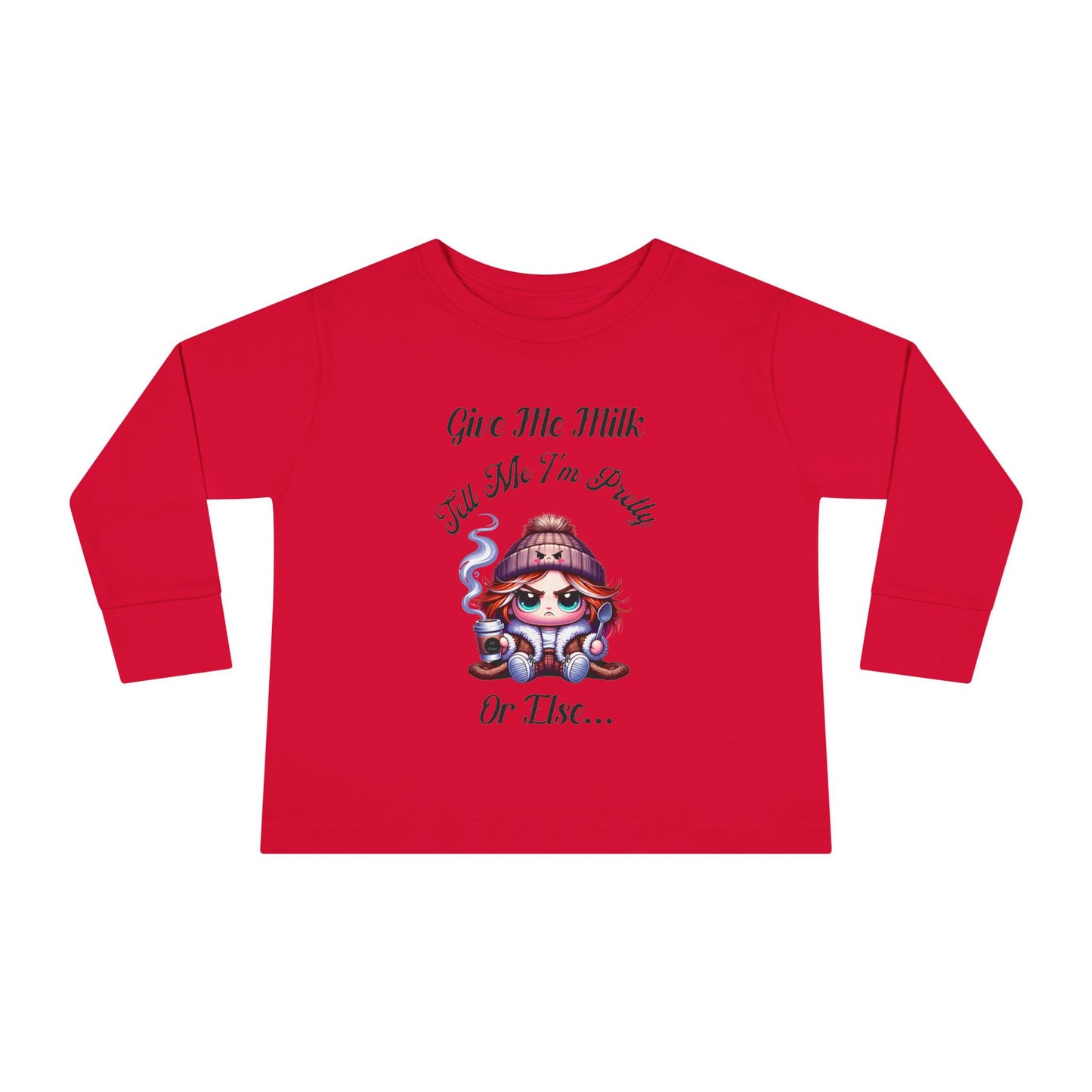 Cute Toddler Long Sleeve Tee - "Give Me Milk" Graphic