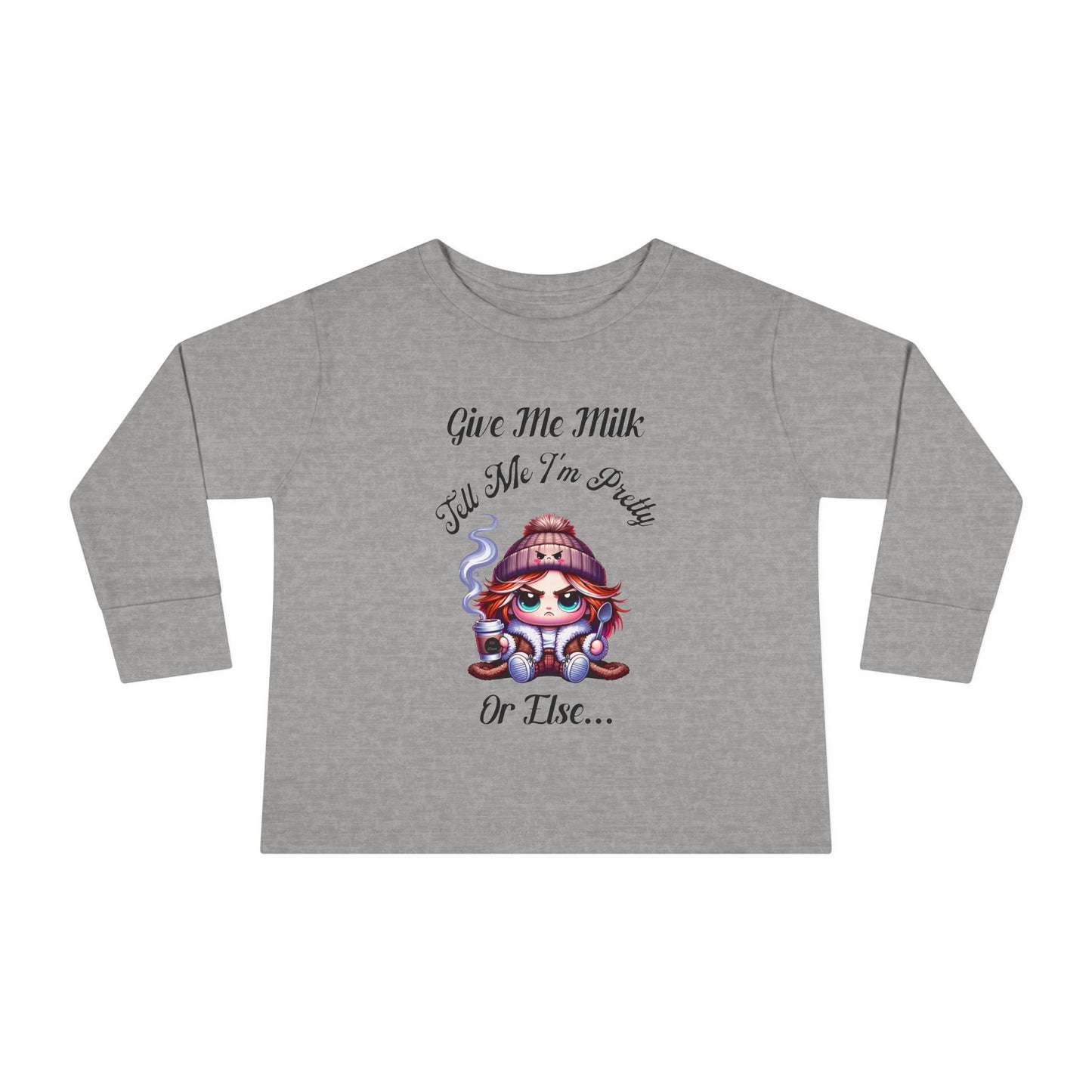 Cute Toddler Long Sleeve Tee - "Give Me Milk" Graphic