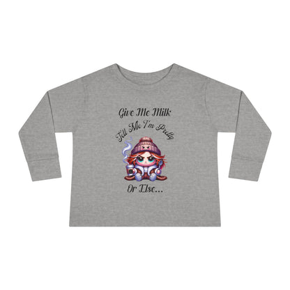 Cute Toddler Long Sleeve Tee - "Give Me Milk" Graphic