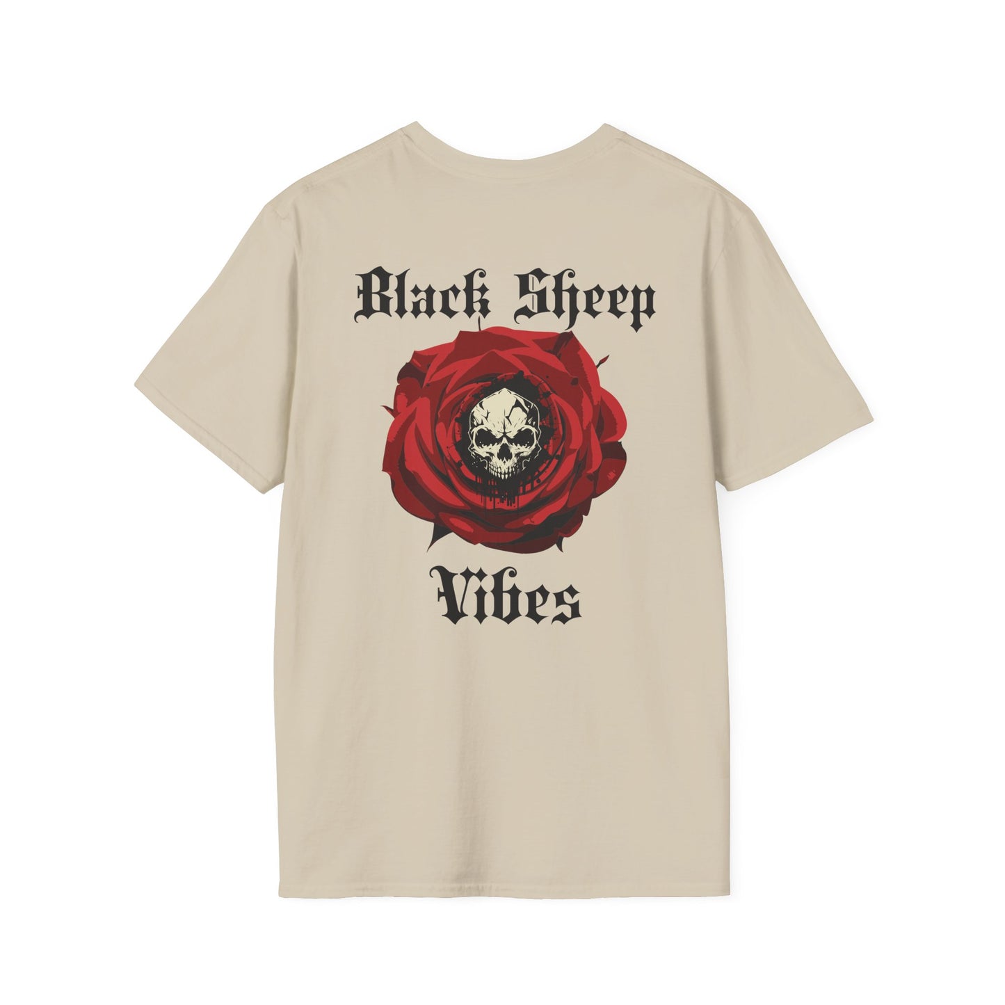 Unisex Softstyle T-Shirt - Black Sheep Vibes with Floral Skull Design