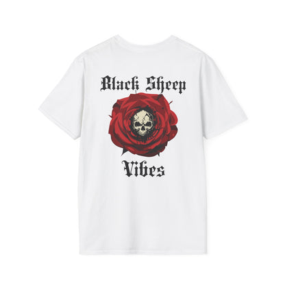 Unisex Softstyle T-Shirt - Black Sheep Vibes with Floral Skull Design