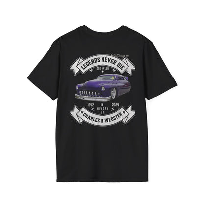 Legends Never Die Unisex Softstyle T-Shirt - Tribute to Classic Cars