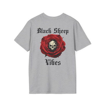 Unisex Softstyle T-Shirt - Black Sheep Vibes with Floral Skull Design