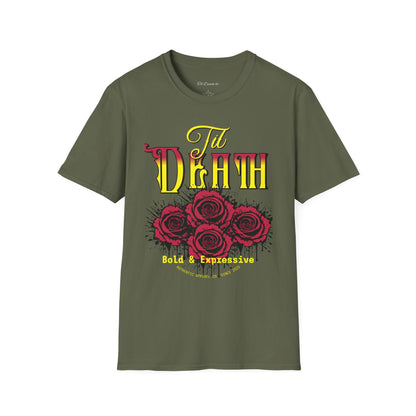 'Til Death with Bold Roses - Expressive Graphic Tee