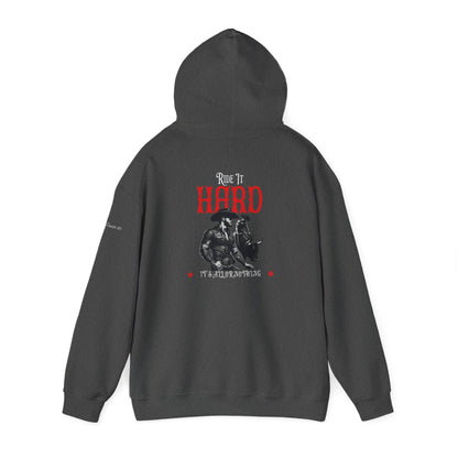 Unisex Heavy Blend Hooded Sweatshirt - "Ride It Hard" Graphic Design