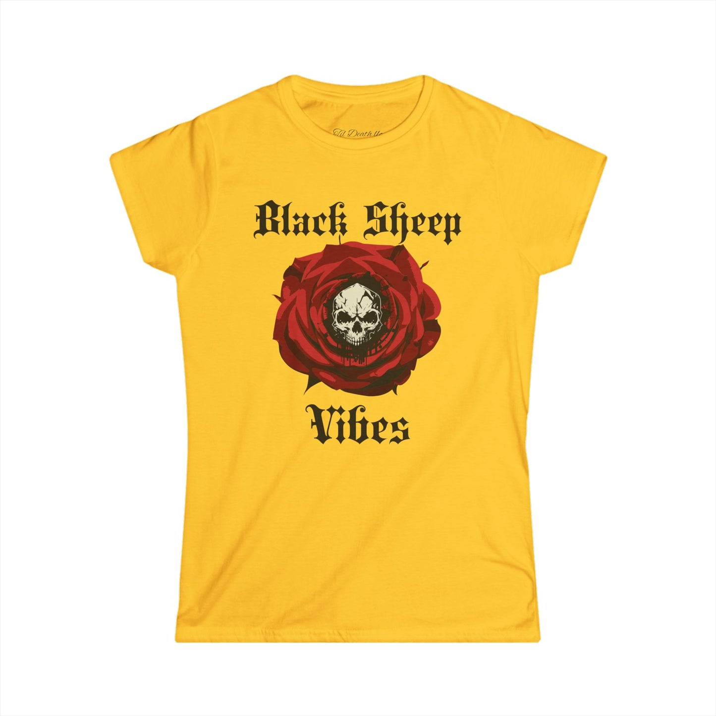 Black Sheep Vibes Women's Tee - Skull & Rose Graphic