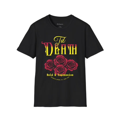 'Til Death with Bold Roses - Expressive Graphic Tee