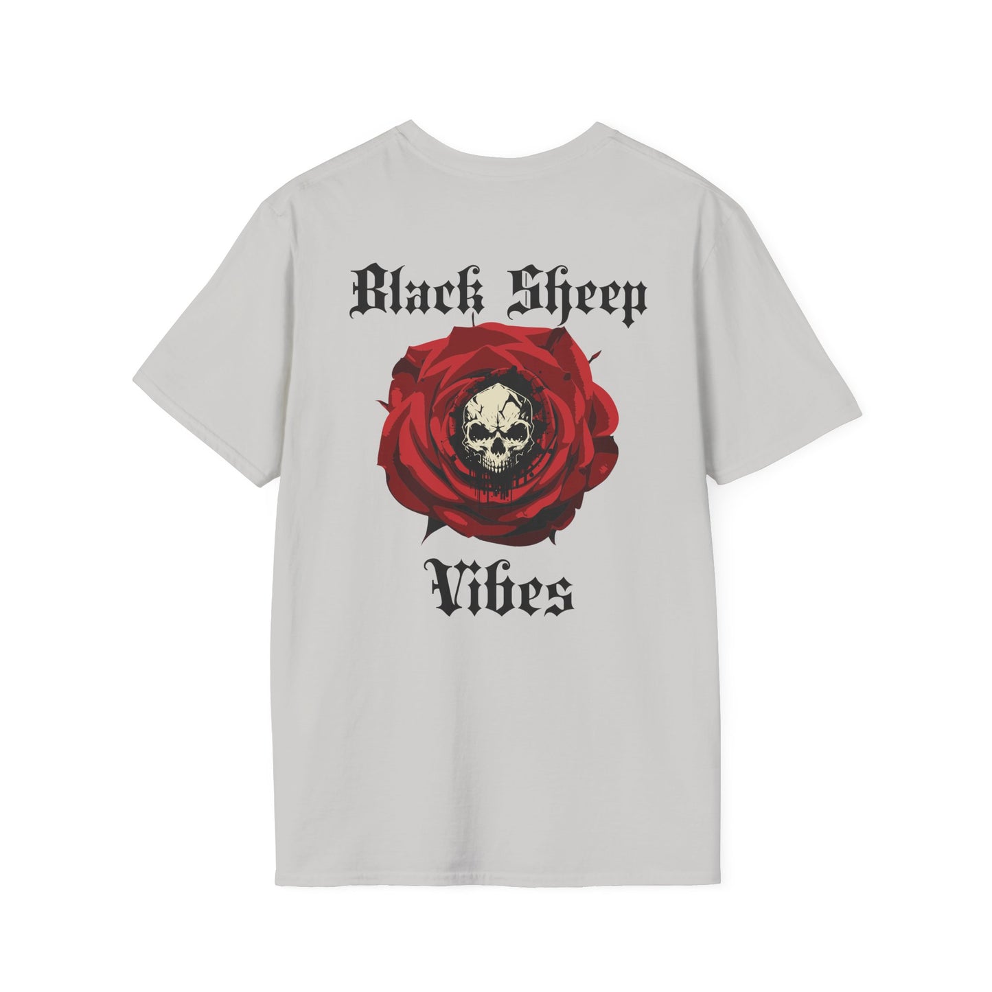 Unisex Softstyle T-Shirt - Black Sheep Vibes with Floral Skull Design